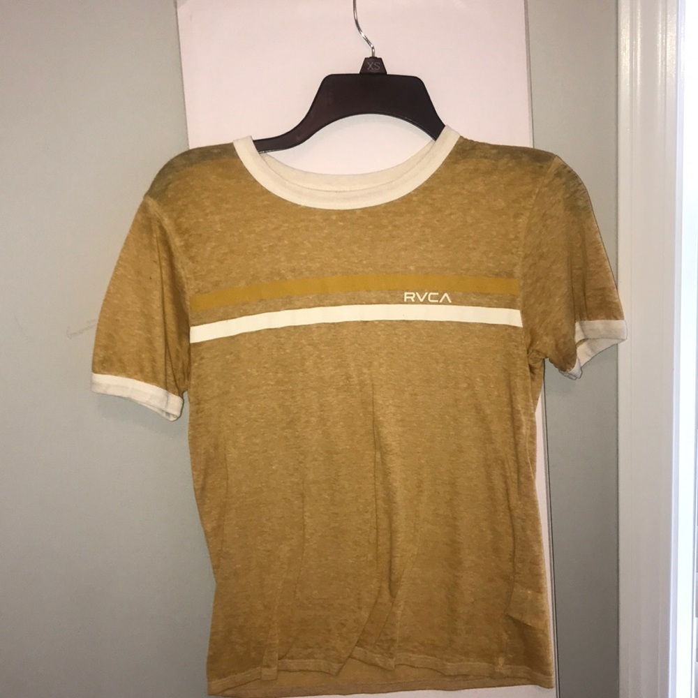 RVCA yellow striped tee shirt